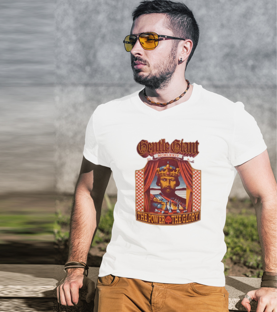 Gentle Giant MCMLXXIV The Power And The Glory King Chessboard Curtain T-Shirt