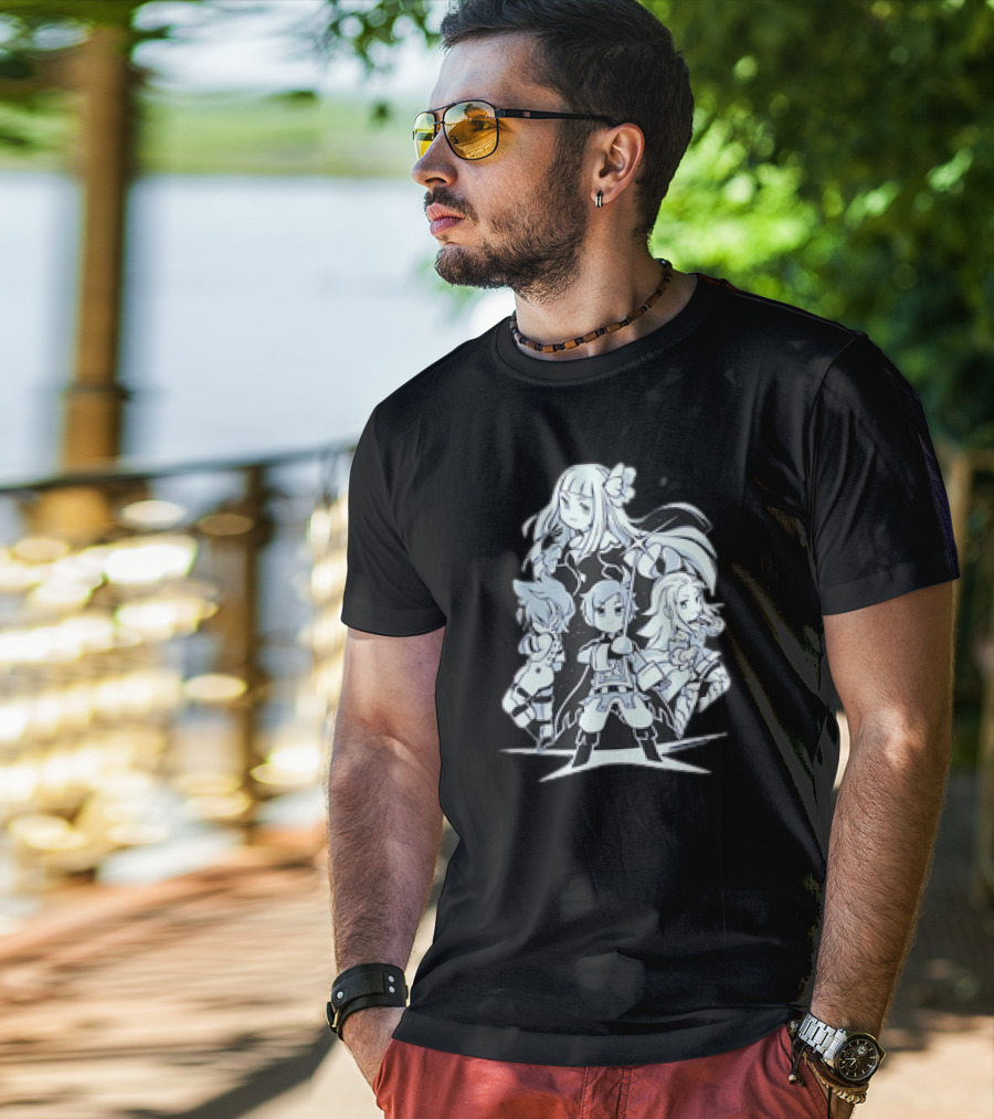 Bravely Default I'm Going All Out Anime Style Character Ensemble T-Shirt