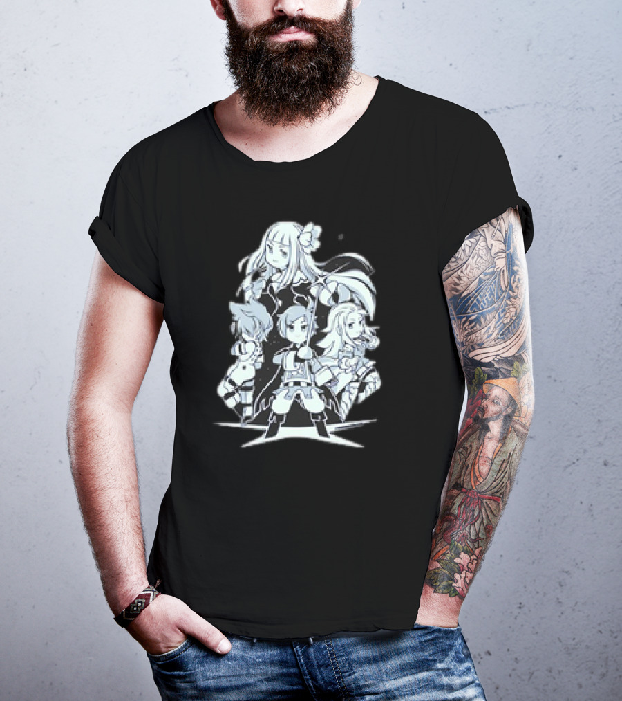Bravely Default I'm Going All Out Anime Style Character Ensemble T-Shirt