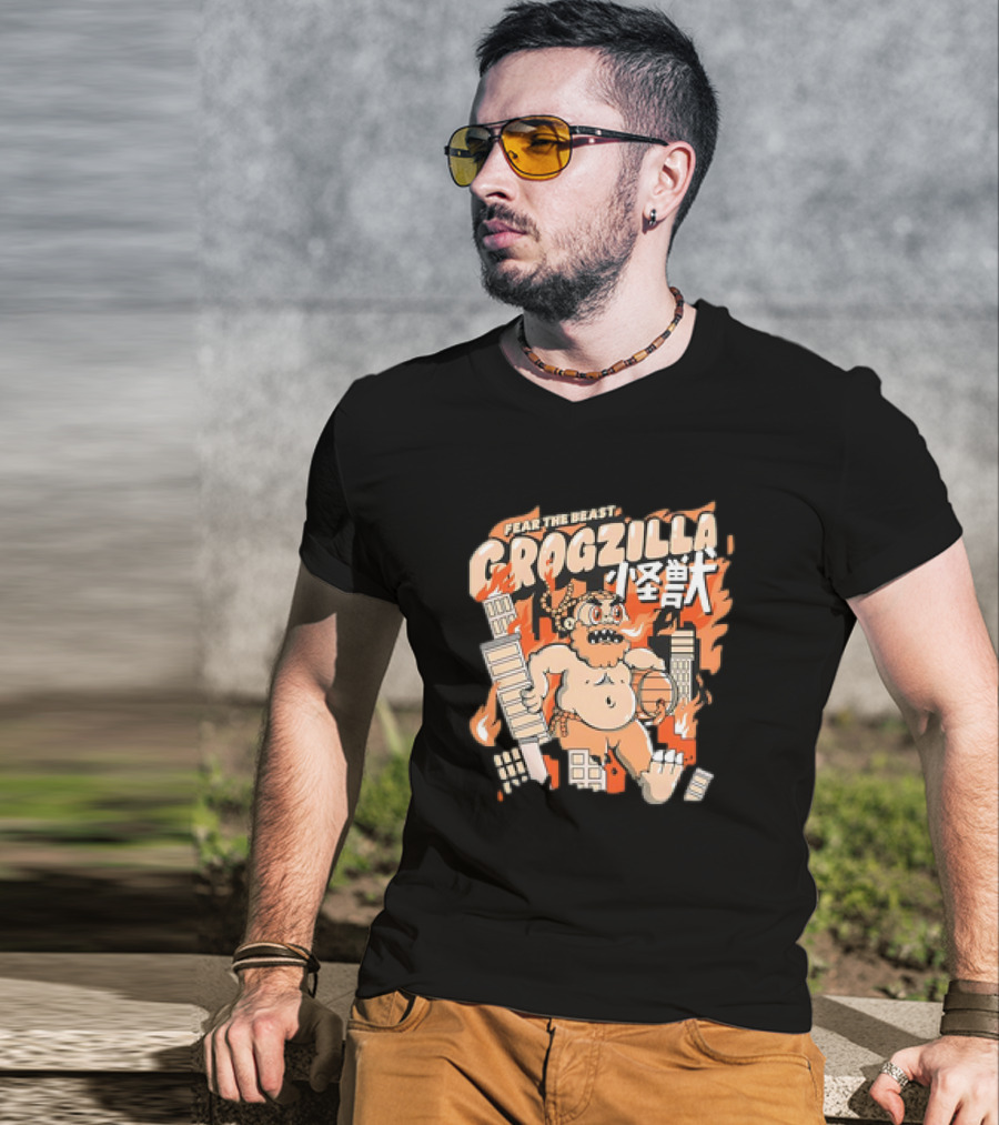 Fear The Beast Grogzilla Rampages Through Urban Chaos T-Shirt