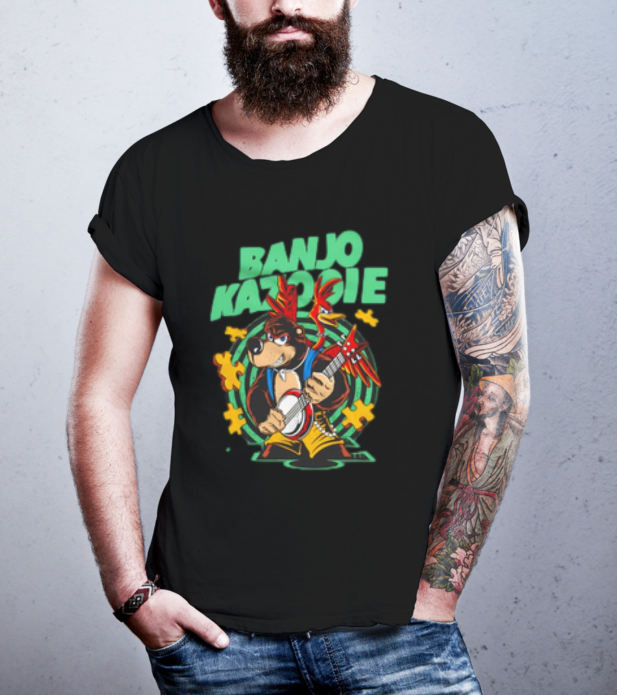 Banjo Kazooie Bear With Electric Banjo And Jiggy Pieces T-Shirt