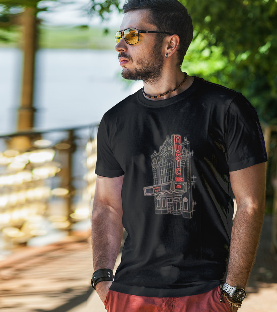 Music Box Theater Neon Sign Est 1929 T-Shirt