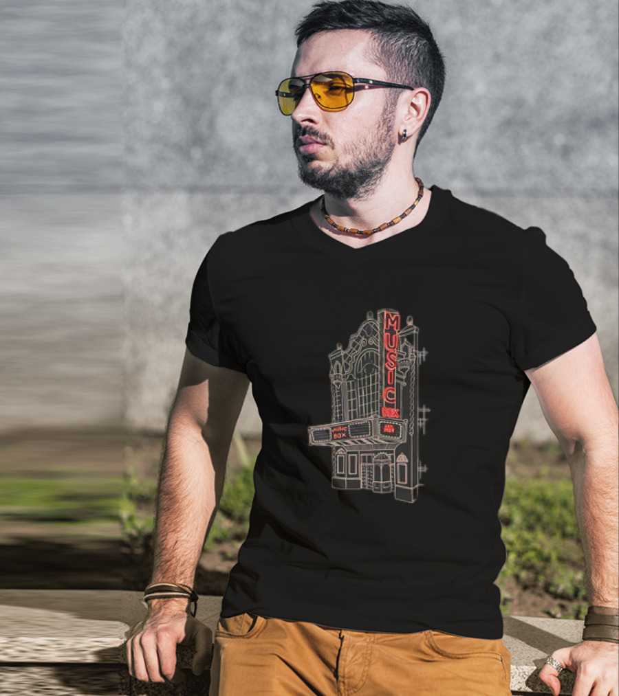 Music Box Theater Neon Sign Est 1929 T-Shirt