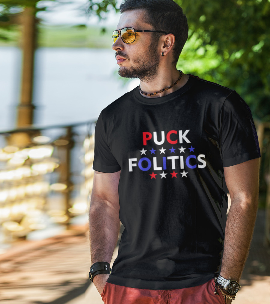Puck Folitics Stars Red White Blue T-Shirt
