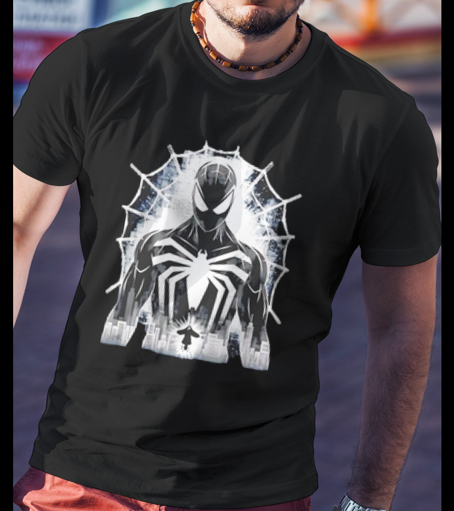 Spider-Man Noir Venom Symbiote Urban Web Cityscape T-Shirt