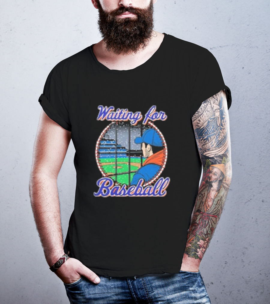 Waiting For Baseball Window View With Player In Cap And Jacket T-Shirt