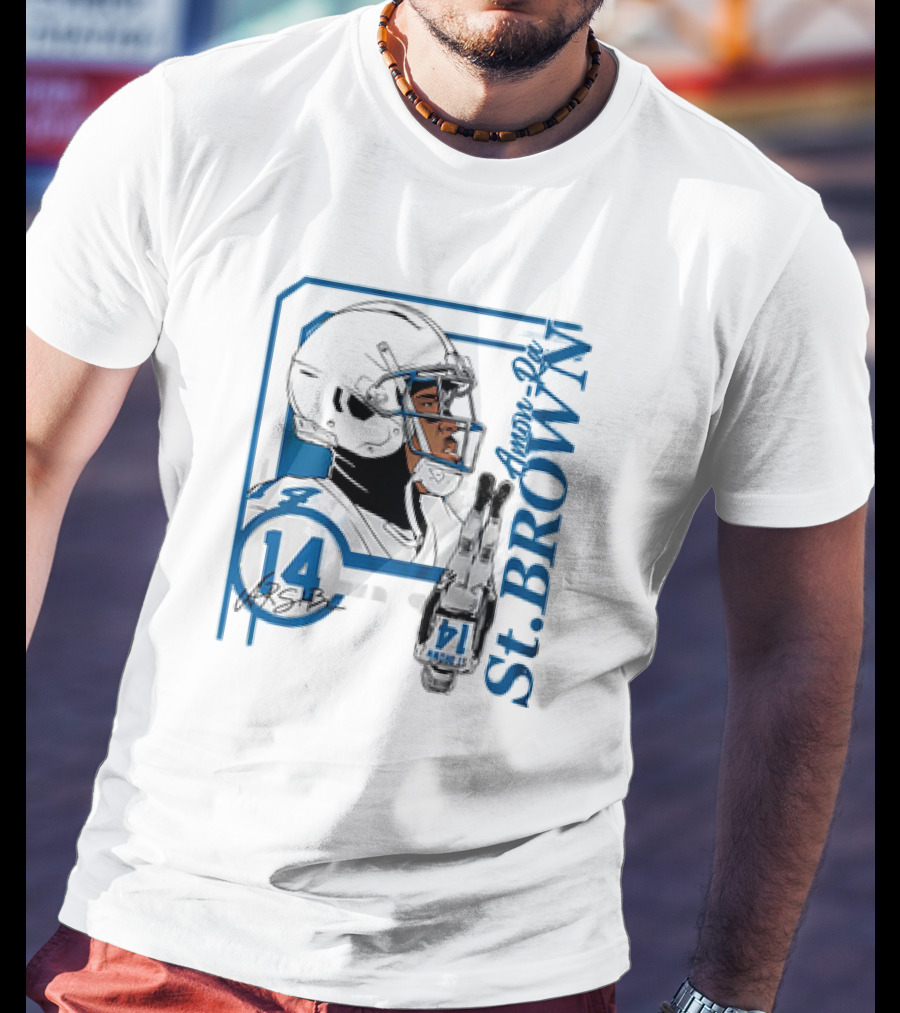 Amon-Ra St. Brown 14 Detroit Lions NFL Football Vintage Collage T-Shirt