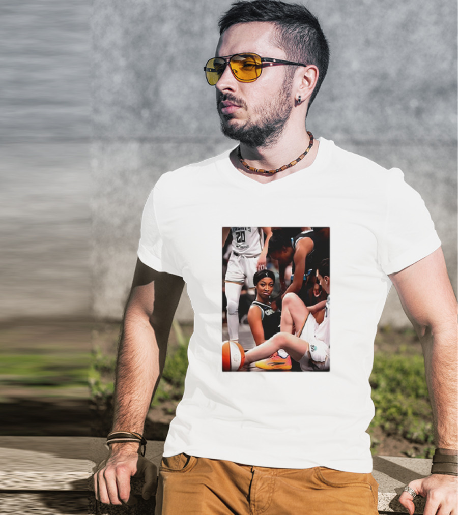 Angel Reese Determined Poised Basketball Court Moment T-Shirt