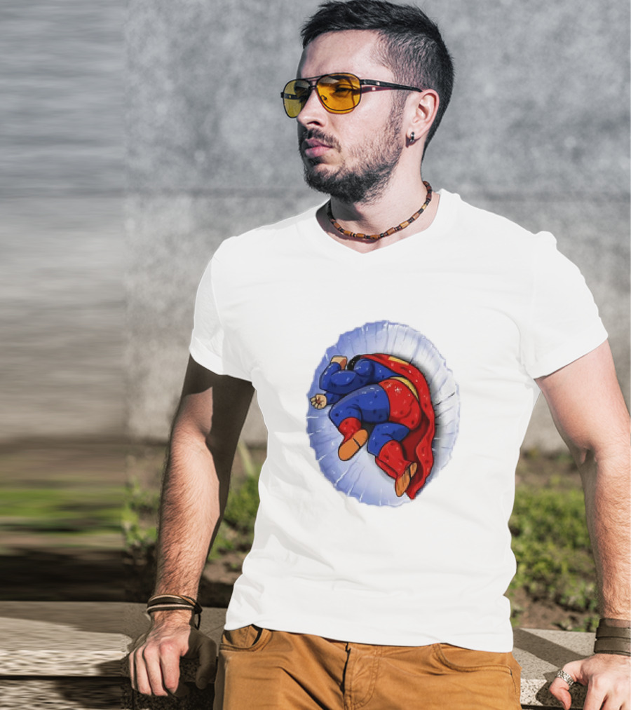 Superman X Yamcha Fallen Hero Parody Crossover T-Shirt