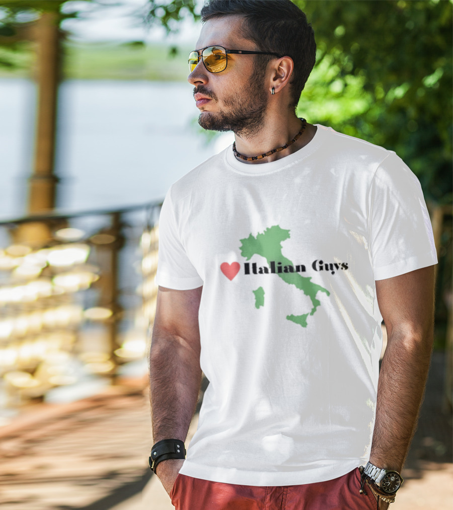 Love Heart Italian Guys With Green Italy Map T-Shirt
