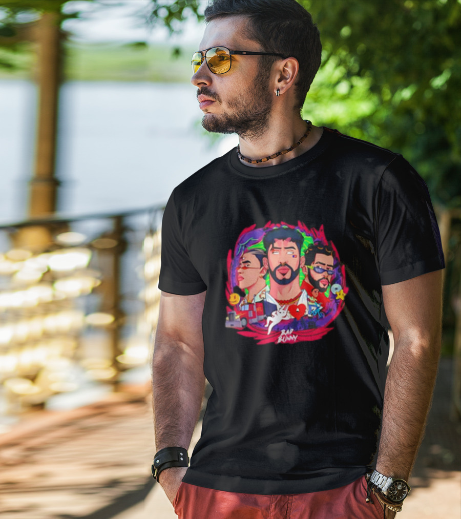 Bad Bunny X 100PRE Vintage Colorful Portraits And Iconic Symbols T-Shirt
