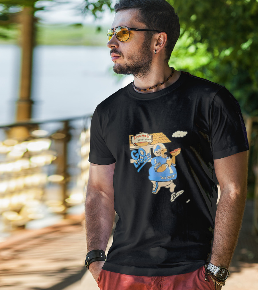 Lipuma’s Coney Island Go Lions All Grit Detroit Lions Football Player Eating Hot Dog T-Shirt