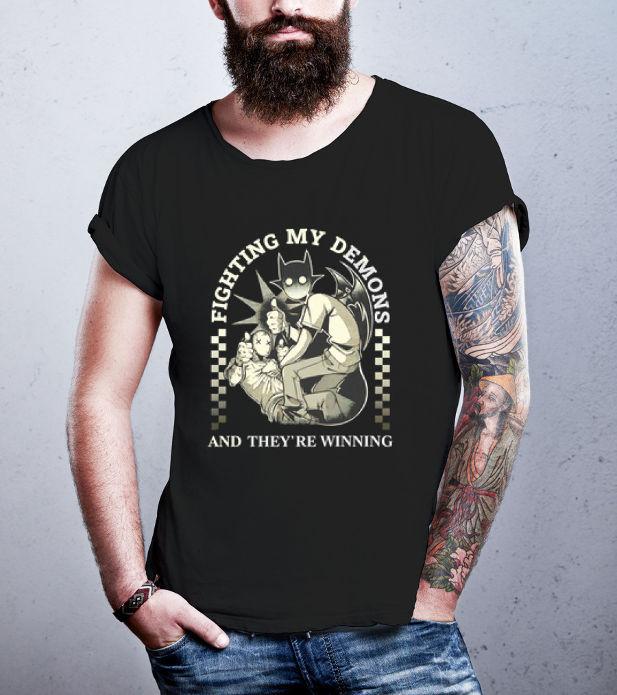Fighting My Demons And They're Winning Creepy Cartoon T-Shirt