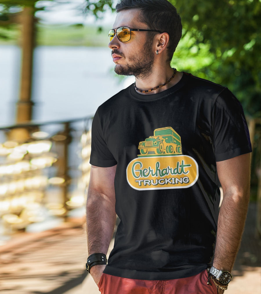 Gerhardt Trucking Vintage Green And Yellow Truck T-Shirt
