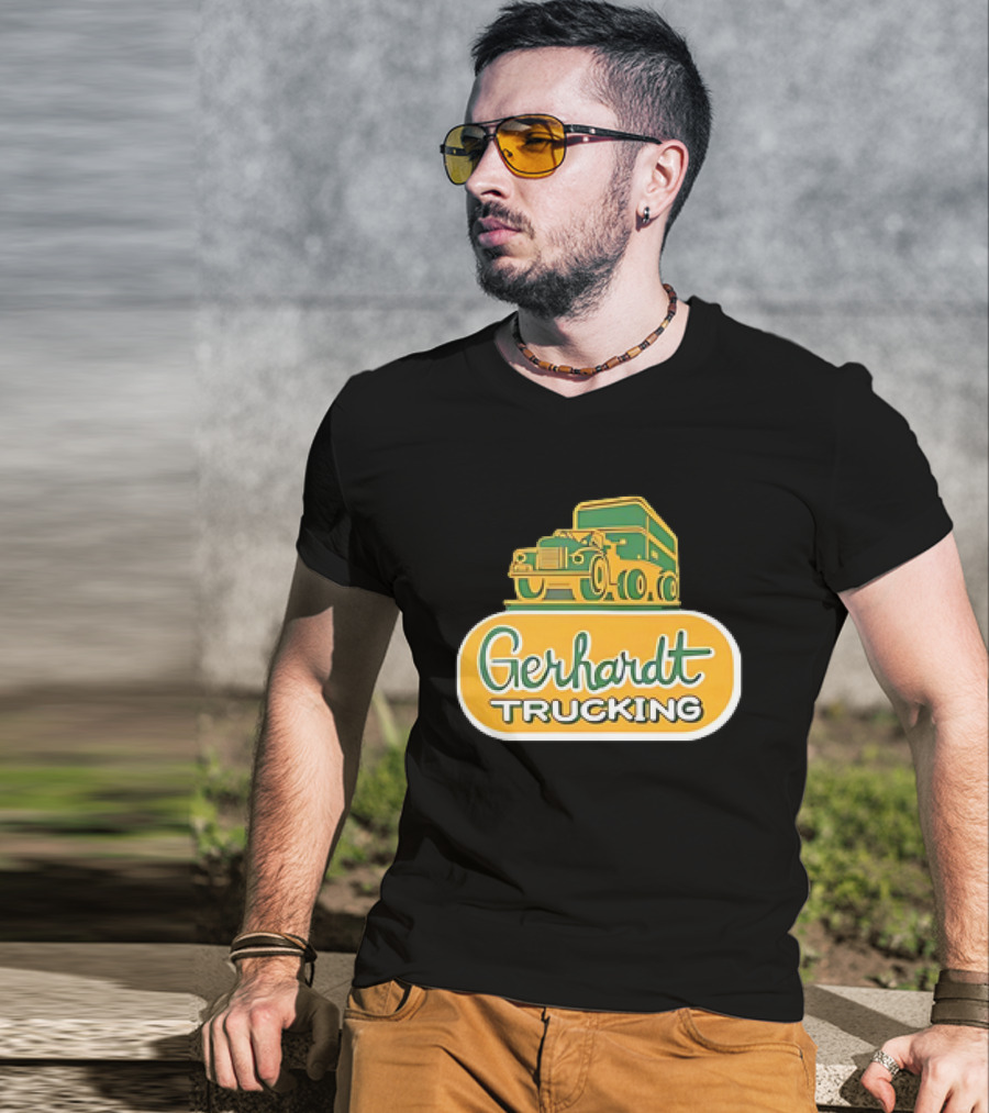 Gerhardt Trucking Vintage Green And Yellow Truck T-Shirt