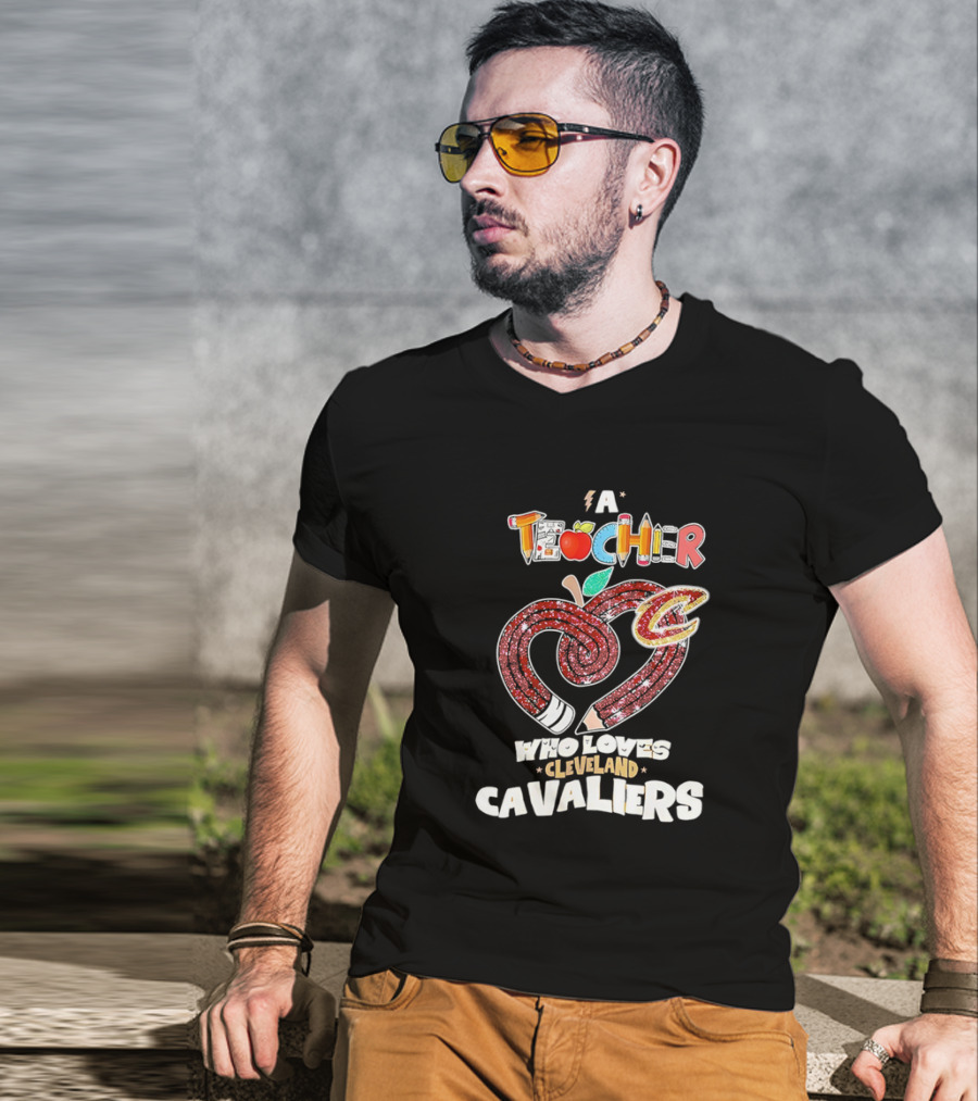 Teacher Heart Pencil Apple Cleveland Cavaliers T-Shirt