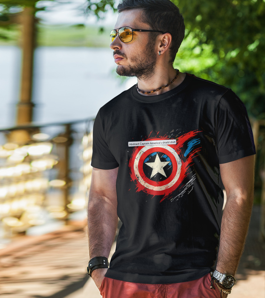 Abstract Captain America’s Shield With Star And Brush Strokes T-Shirt