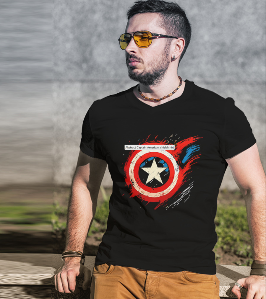 Abstract Captain America’s Shield With Star And Brush Strokes T-Shirt
