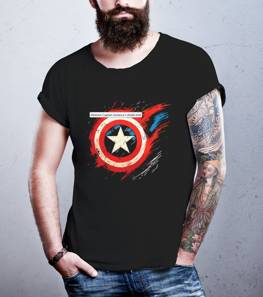 Abstract Captain America’s Shield With Star And Brush Strokes T-Shirt