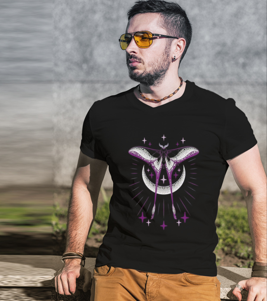 Ace Moonmoth With Crescent Moon And Radiant Stars T-Shirt