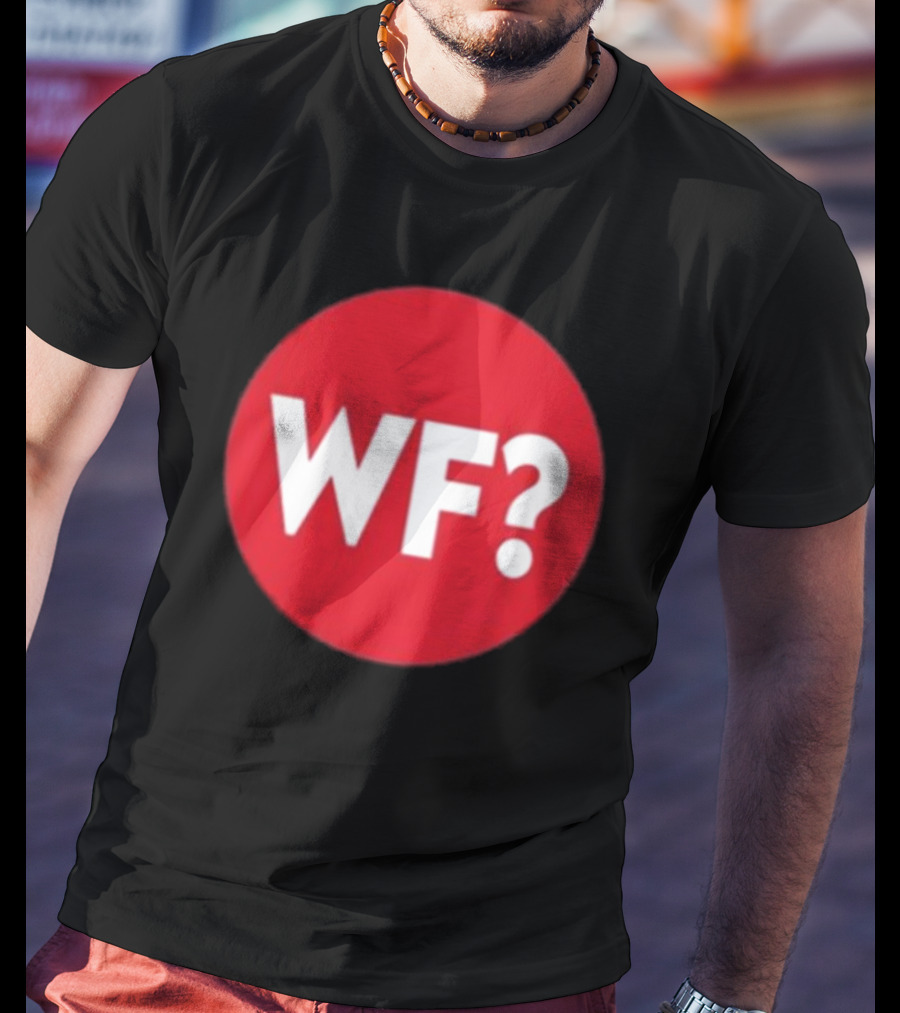 Adrianne Curry Wearing WF Why-Files Red Circle Icon T-Shirt