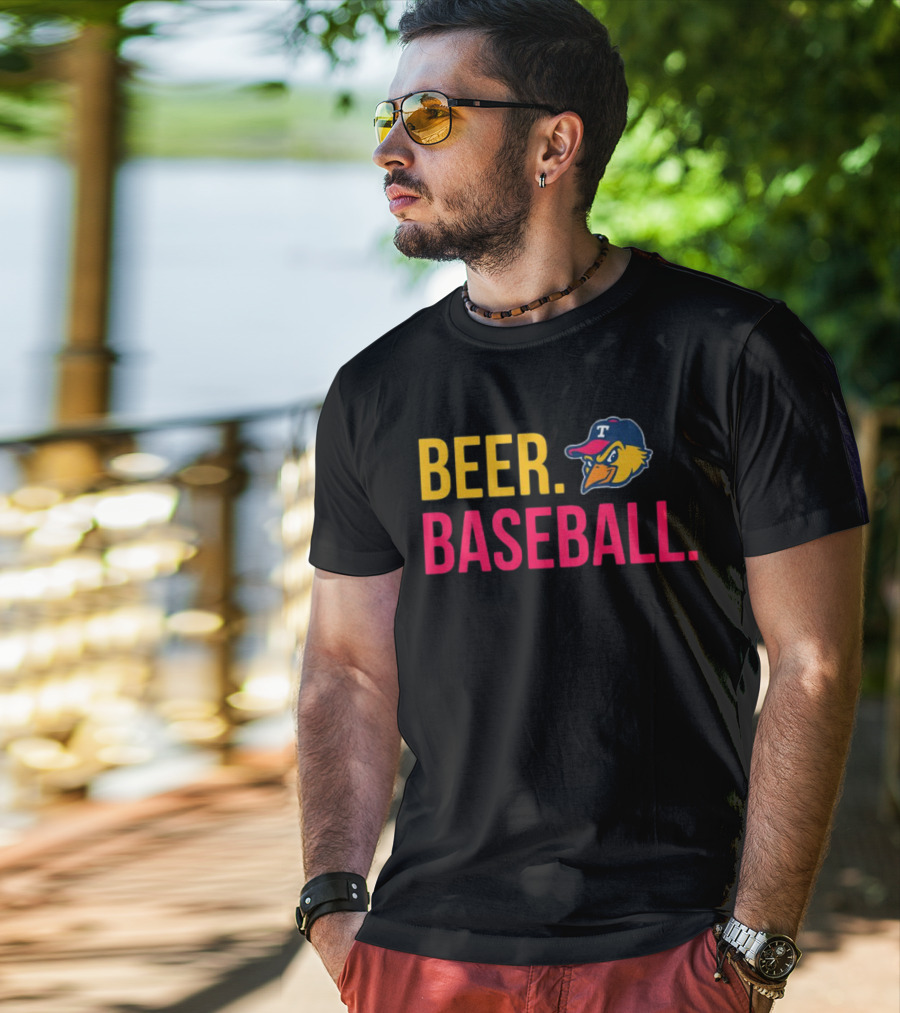 Beer Baseball T-Bird Mascot Bold Text Design T-Shirt