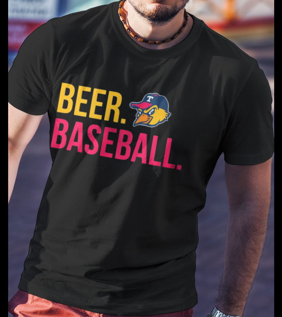 Beer Baseball T-Bird Mascot Bold Text Design T-Shirt
