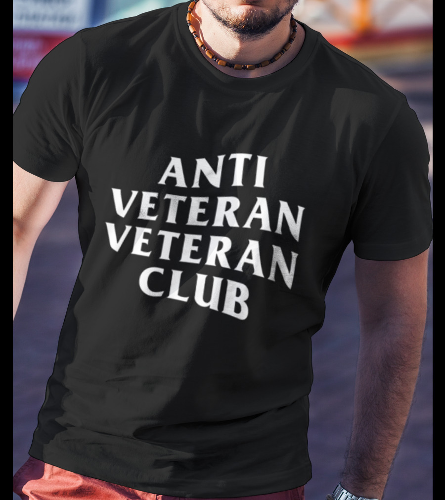 ANTI VETERAN VETERAN CLUB VINTAGE STYLE WHITE TEXT T-Shirt