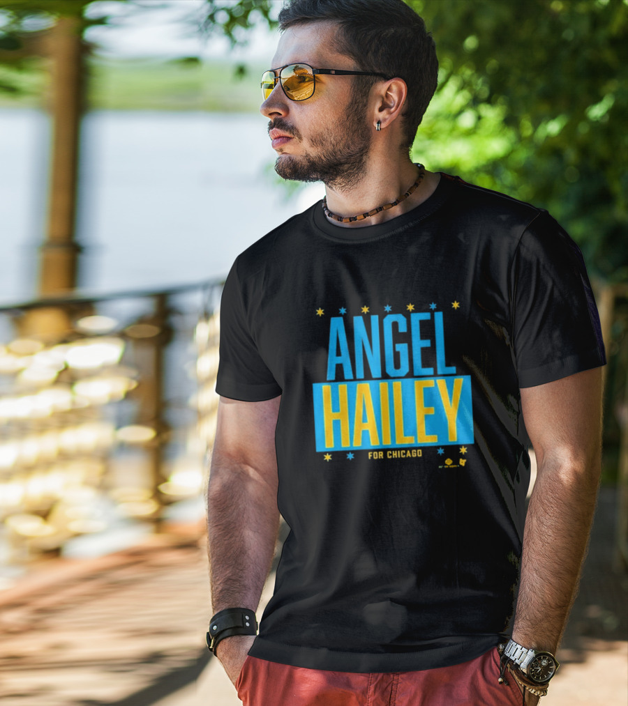 "Angel Hailey For Chicago Basketball Stars Blue Yellow" T-Shirt