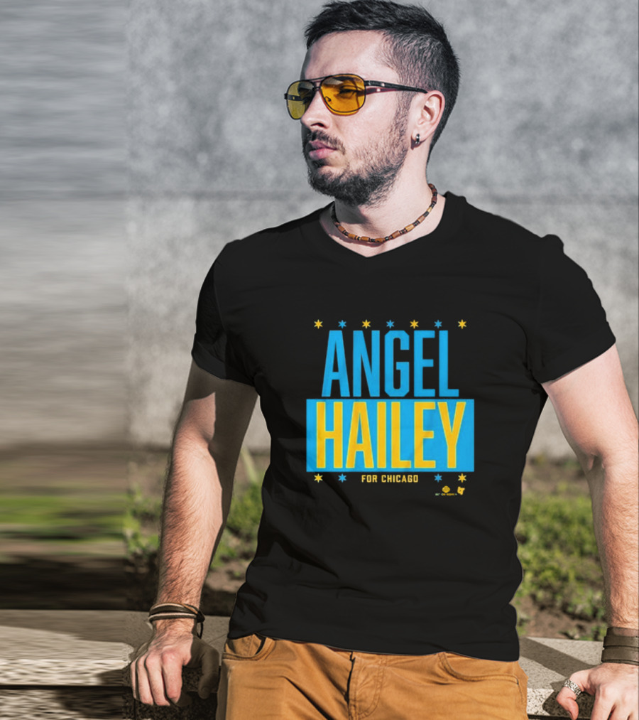 "Angel Hailey For Chicago Basketball Stars Blue Yellow" T-Shirt