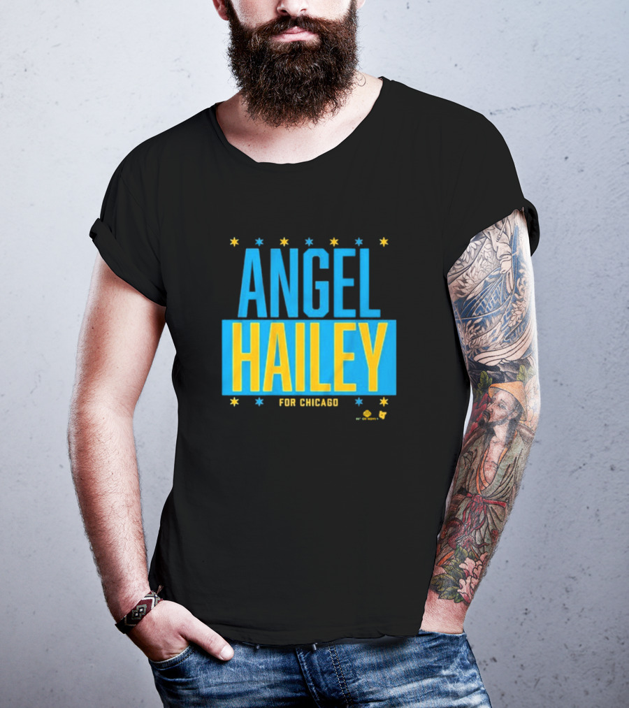 "Angel Hailey For Chicago Basketball Stars Blue Yellow" T-Shirt