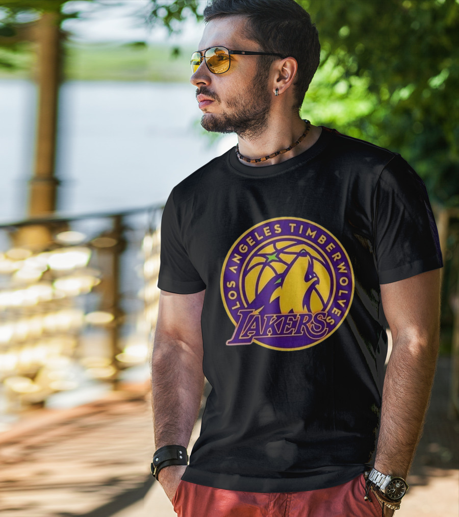 Los Angeles Timberwolves Lakers Collaboration Emblem Transformation T-Shirt