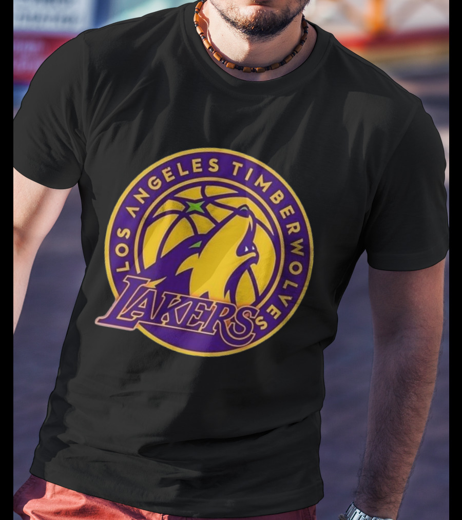 Los Angeles Timberwolves Lakers Collaboration Emblem Transformation T-Shirt