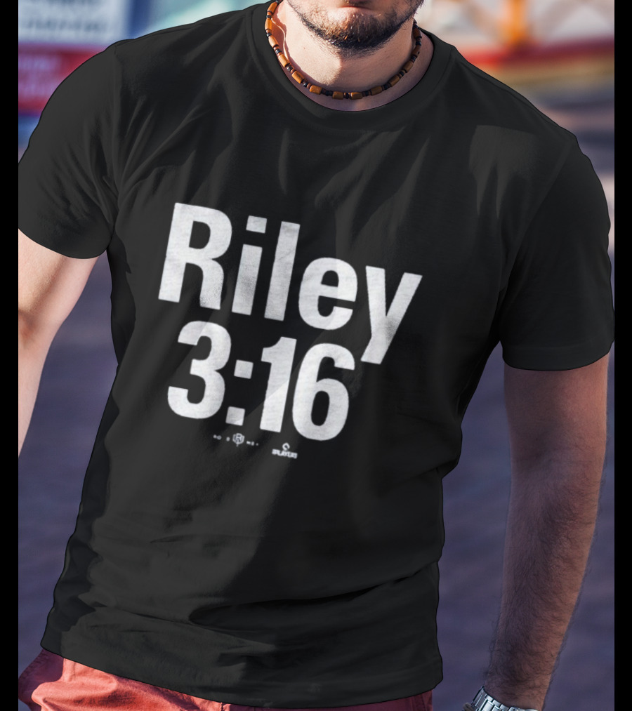 Riley 3:16 Baseball Themed Bold Text Design T-Shirt