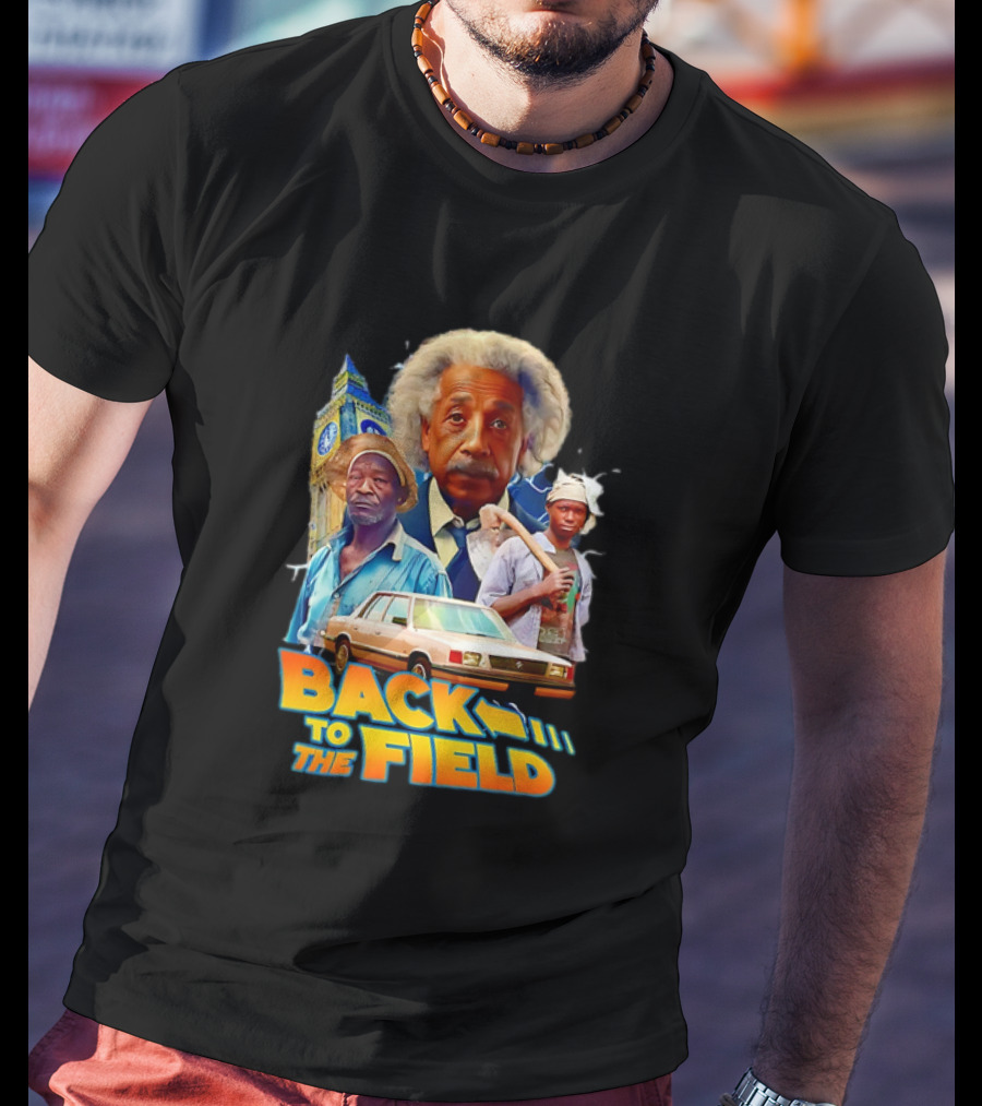 Back To The Field Einstein Time Travel Comedy UK Farmers And Car T-Shirt