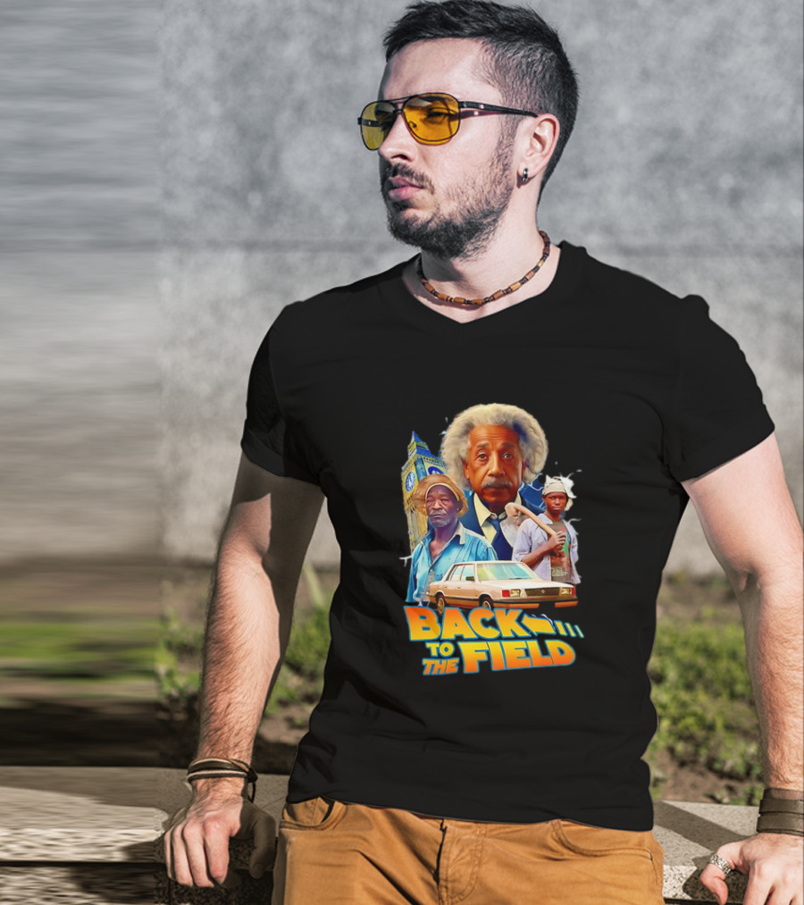 Back To The Field Einstein Time Travel Comedy UK Farmers And Car T-Shirt