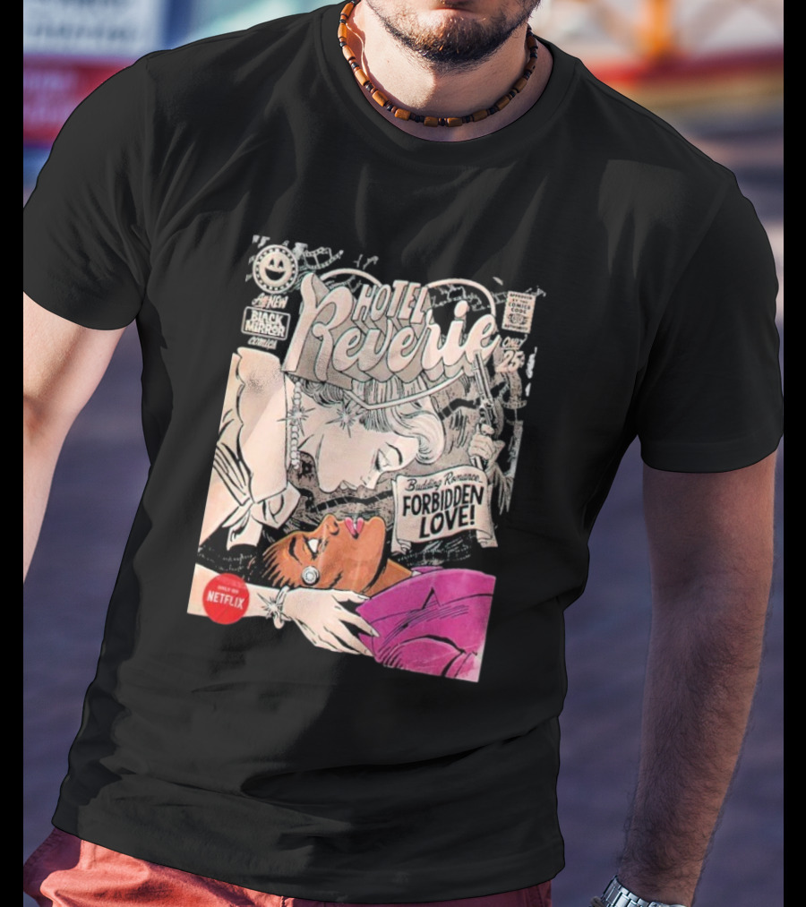 Black Mirror Comics Hotel Reverie Budding Romance Forbidden Love 2025 By Butcher Billy Netflix T-Shirt