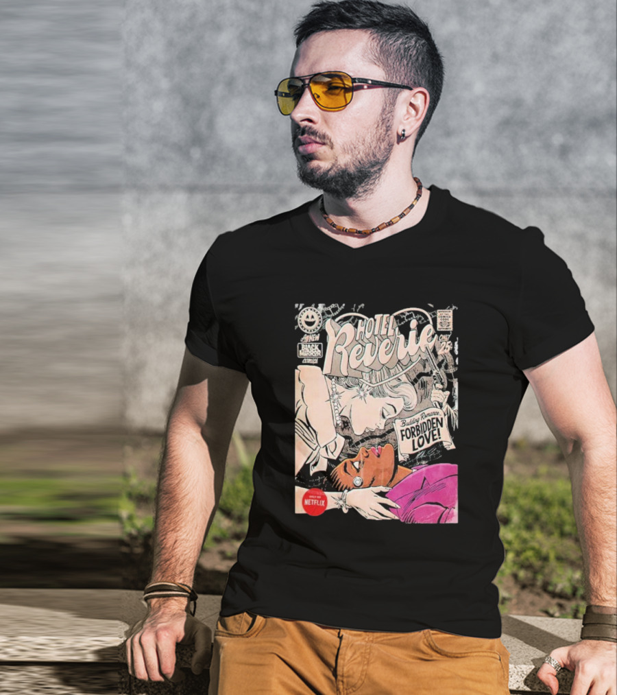 Black Mirror Comics Hotel Reverie Budding Romance Forbidden Love 2025 By Butcher Billy Netflix T-Shirt