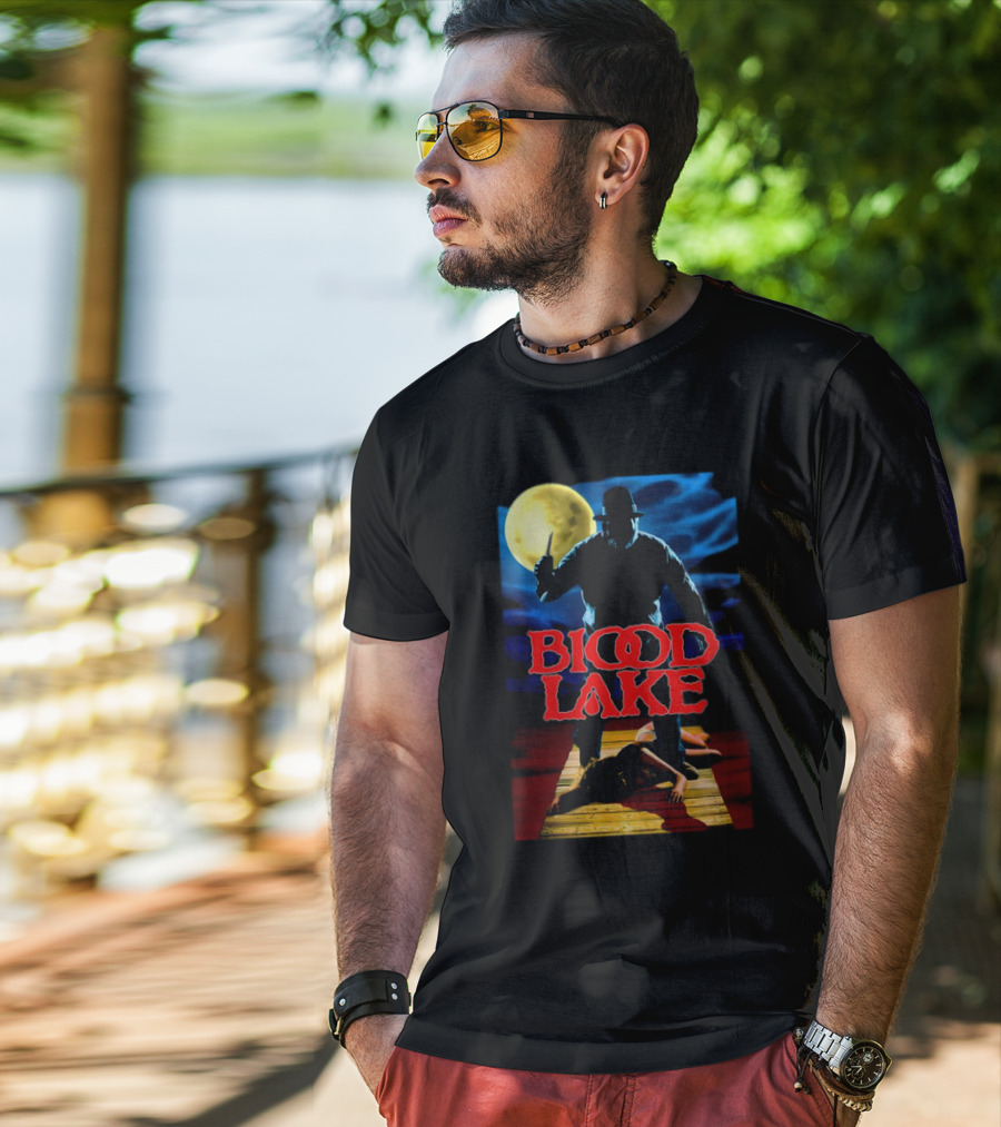 Blood Lake Horror Movie Moonlit Killer Silhouette T-Shirt