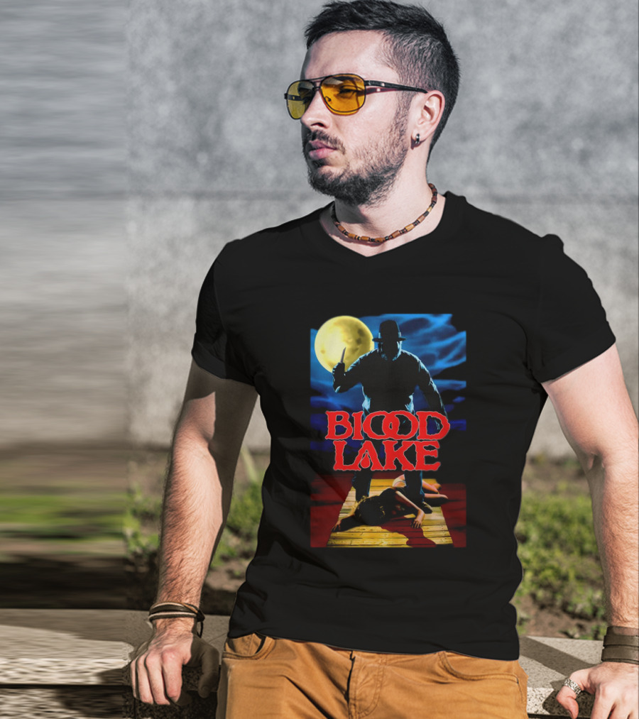 Blood Lake Horror Movie Moonlit Killer Silhouette T-Shirt