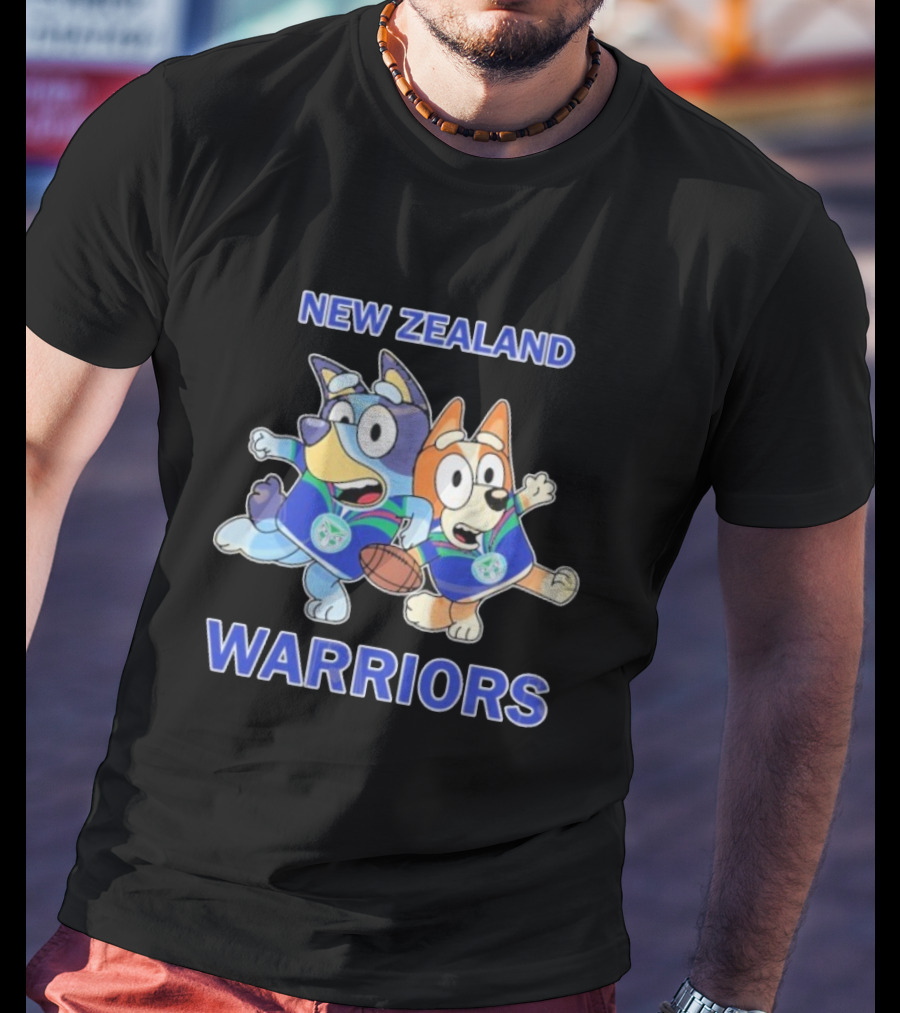 Bluey New Zealand Warriors Rugby Collaboration T-Shirt