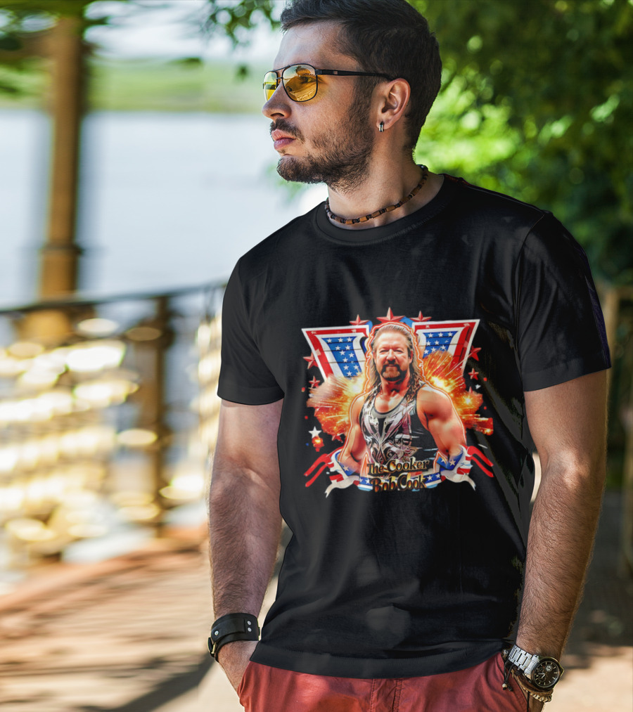 Bob Cook The Cooker Professional Wrestler Starburst American Flag T-Shirt