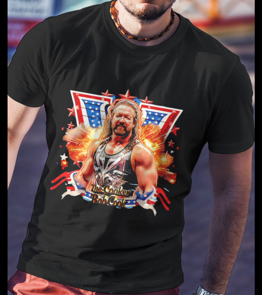 Bob Cook The Cooker Professional Wrestler Starburst American Flag T-Shirt