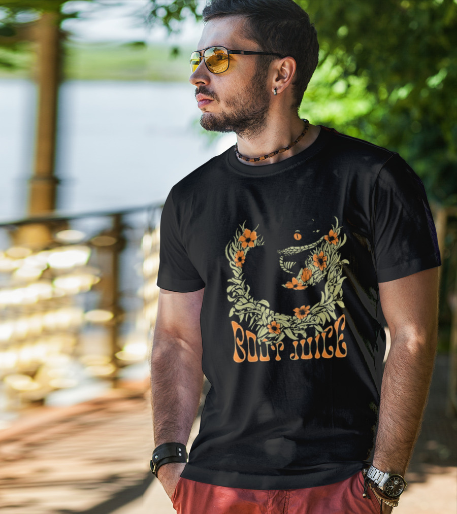 Boot Juice Snake With Floral Wreath And Orange Flowers T-Shirt