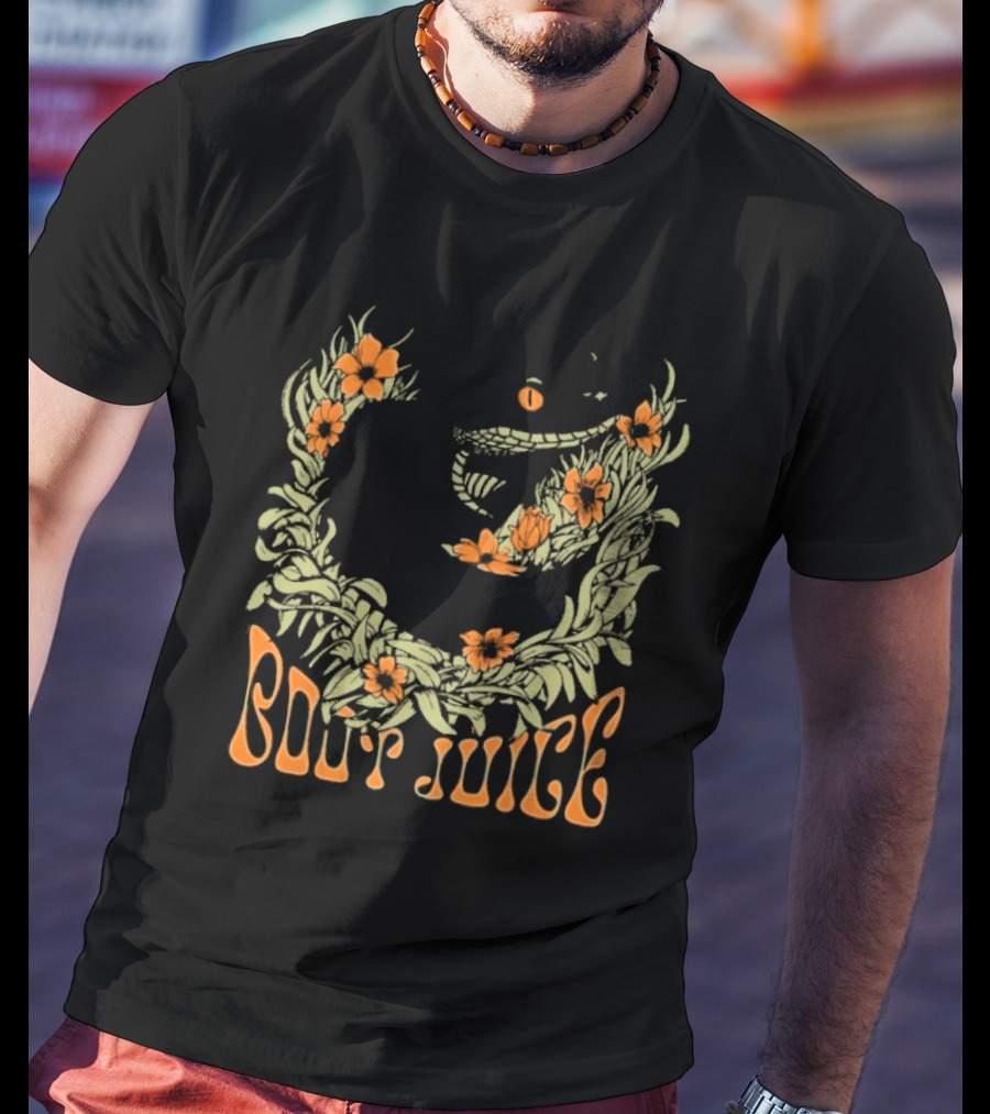 Boot Juice Snake With Floral Wreath And Orange Flowers T-Shirt