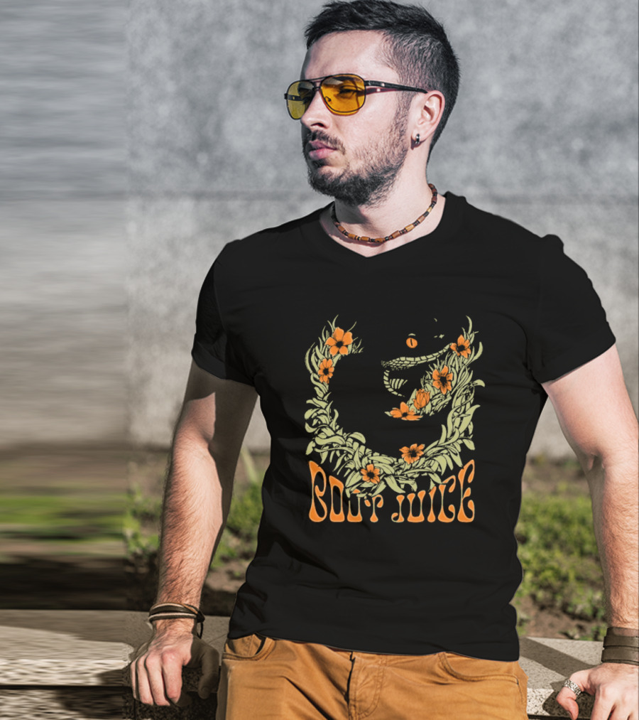Boot Juice Snake With Floral Wreath And Orange Flowers T-Shirt