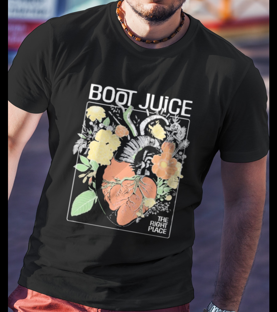 Boot Juice The Right Place Floral Heart Botanical Vintage Style T-Shirt