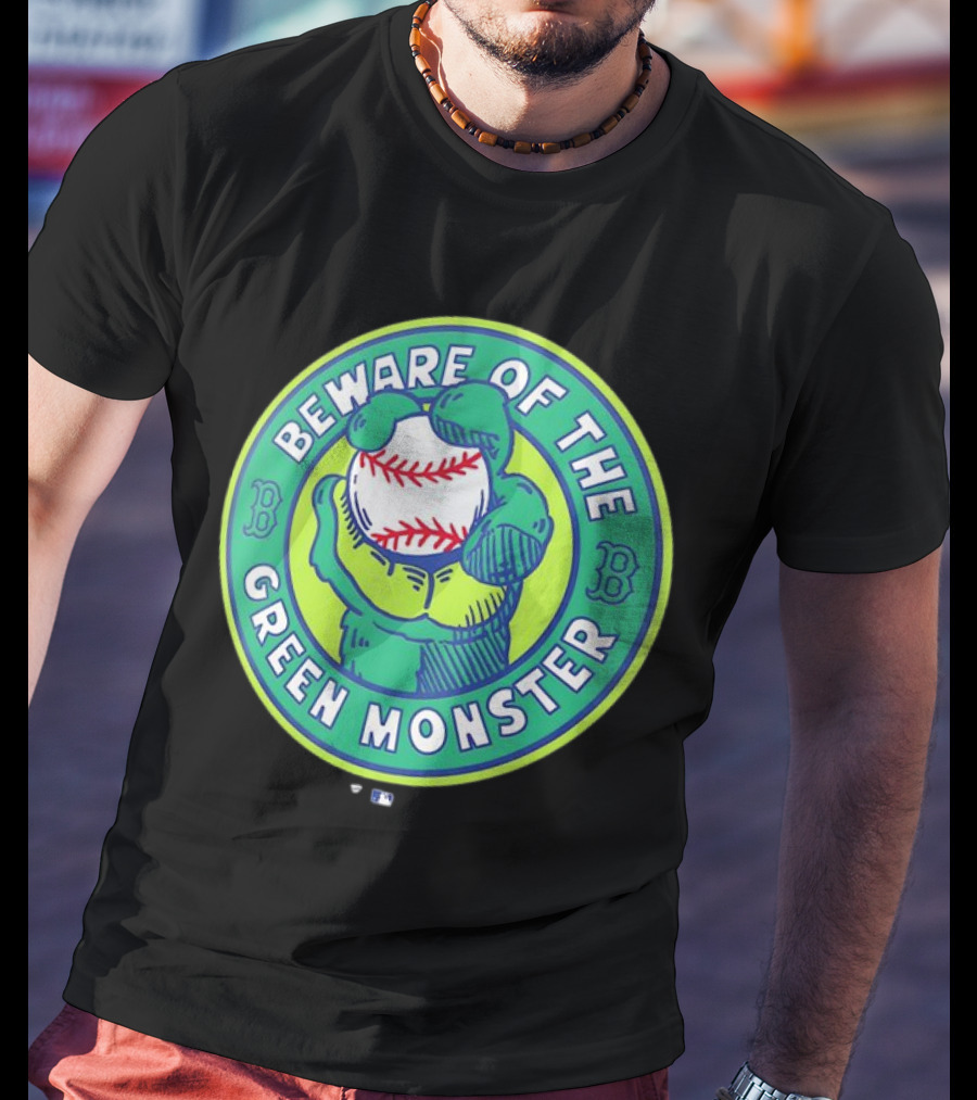 Boston Red Sox Beware Of The Green Monster Baseball Iconic Fenway Park Imagery T-Shirt
