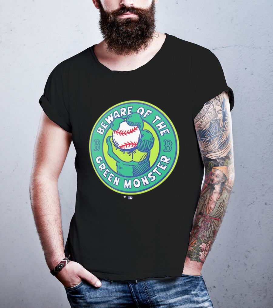 Boston Red Sox Beware Of The Green Monster Baseball Iconic Fenway Park Imagery T-Shirt