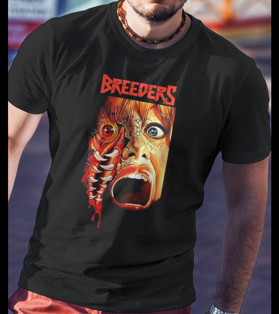 Breeders Horror Movie Artwork With Distorted Face And Eye T-Shirt